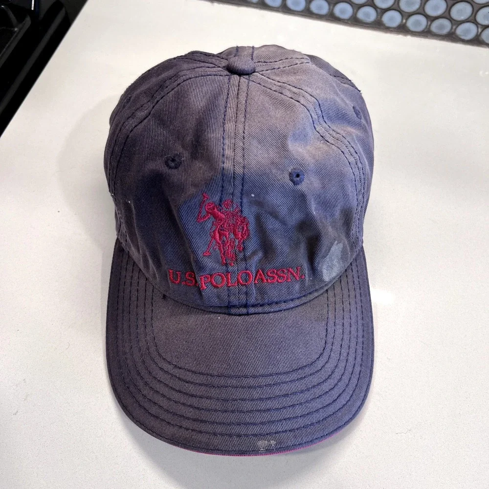 US Polo ASSN. Hat Cap Strap Back Leather Blue Red Cotton‎ Dad Embroidered Casual